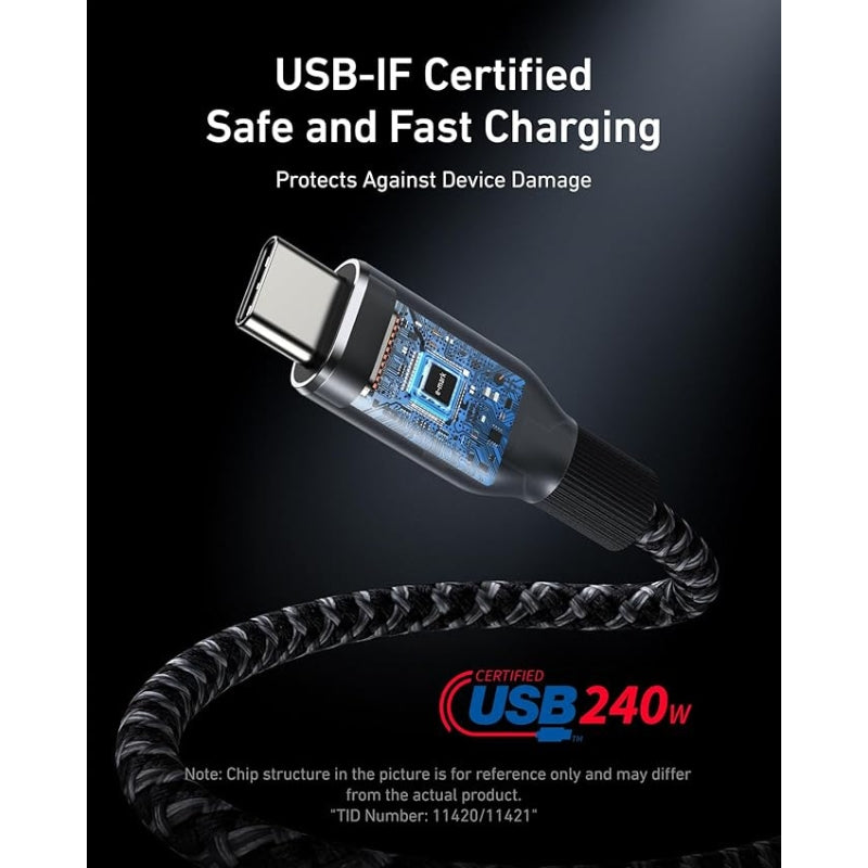 Prime USB-C to USB-C Cable (240W, Upcycled-Braided)