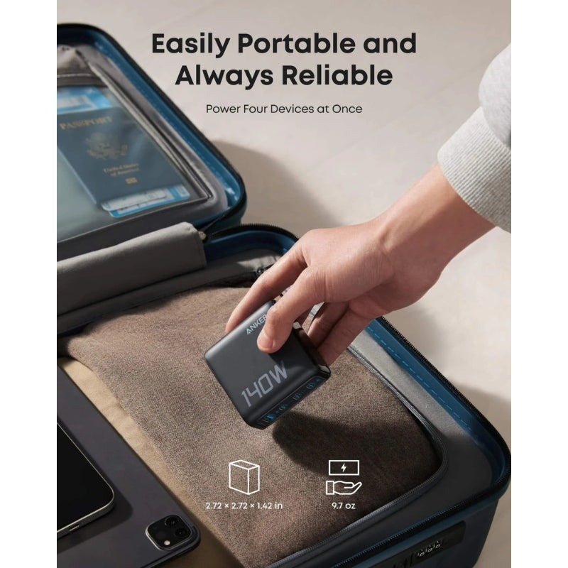 Laptop Charger (140W, 4-Port, PD 3.1) with USB-C Cable