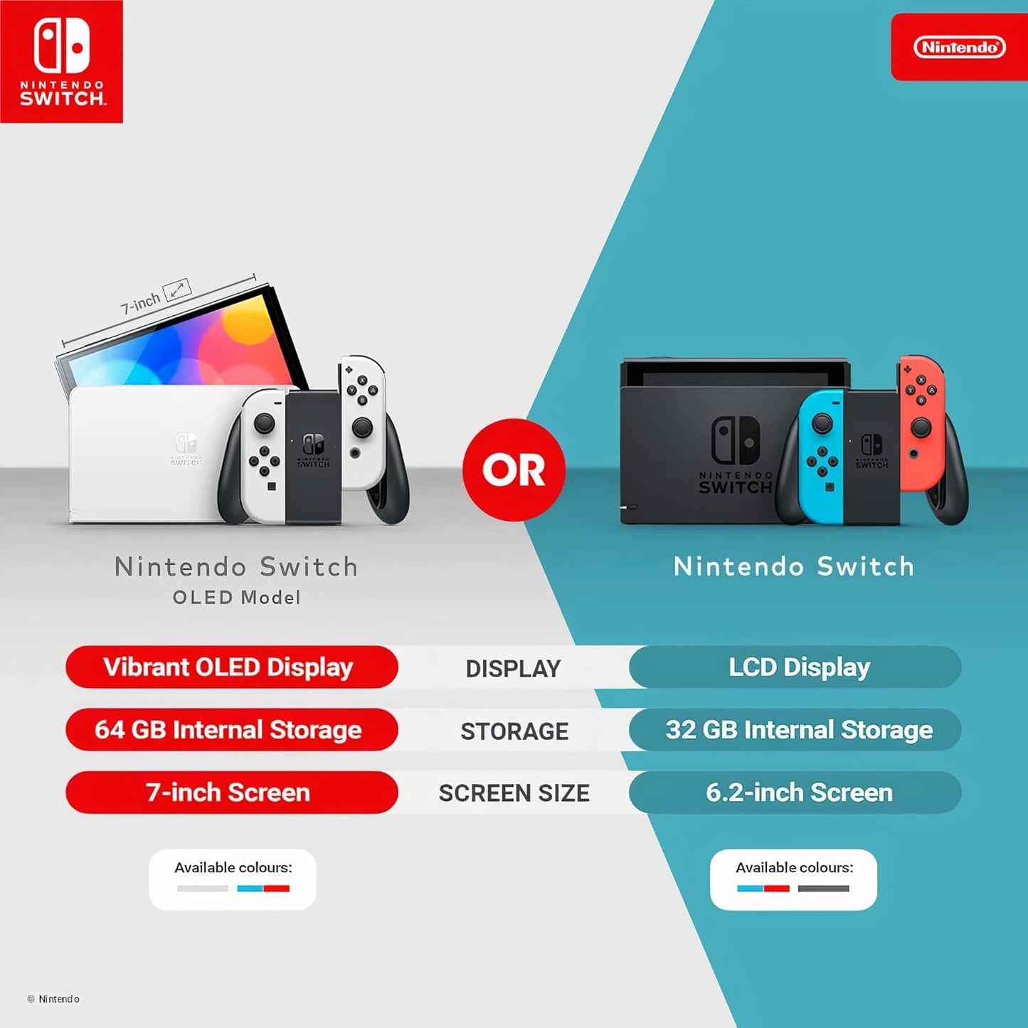 Nintendo Switch OLED - Neon Red & Blue