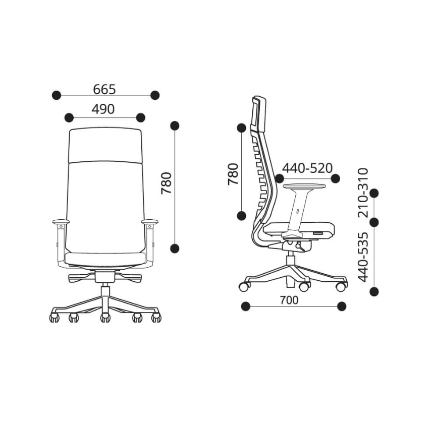 Velo Office Chair+Adjustable Arms Black/Black Sky Leather