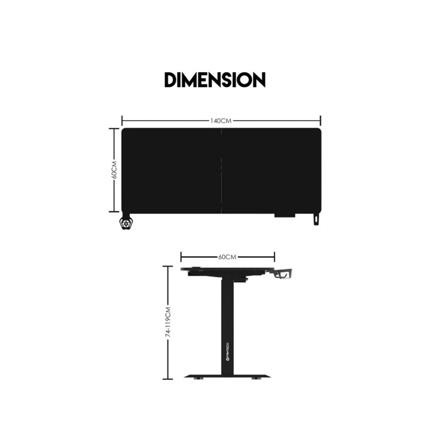 Fantech GD914 Work Station, Adjustable Height Desk - Black
