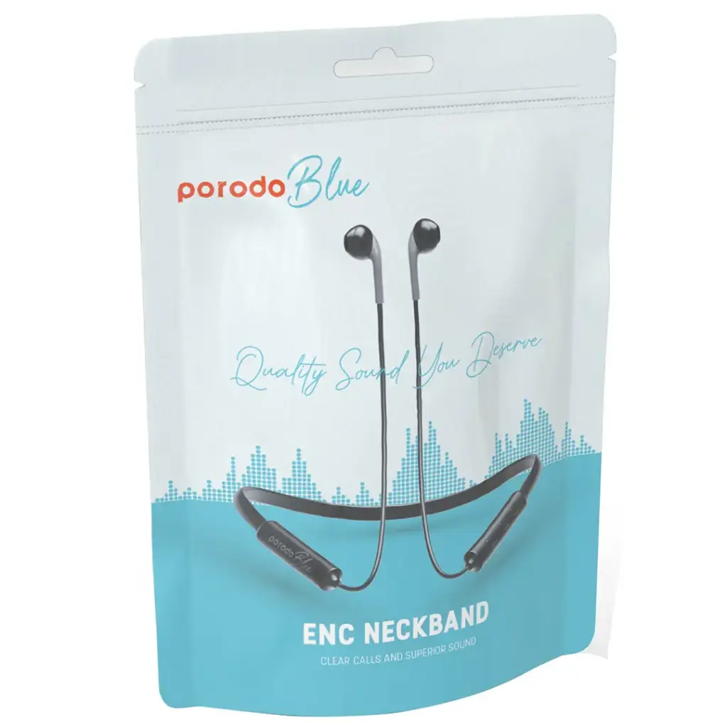 Porodo Blue ENC Neckband Apple Buds Earphones - Black