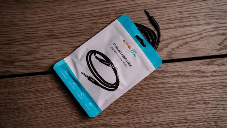 Porodo Blue PVC AUX Audio Cable 3.5mm 1M - Black