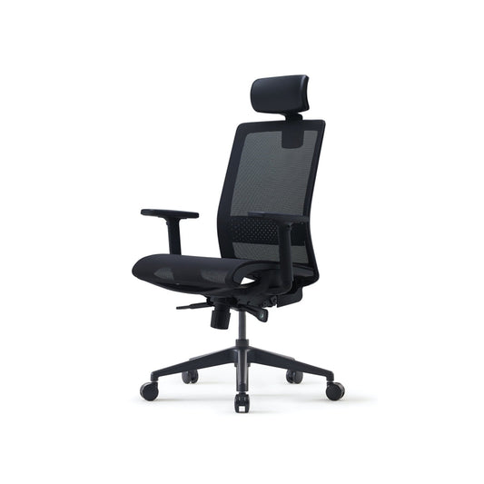 S35 Office Chair+Adjustable Arms Black/Black Mesh Back