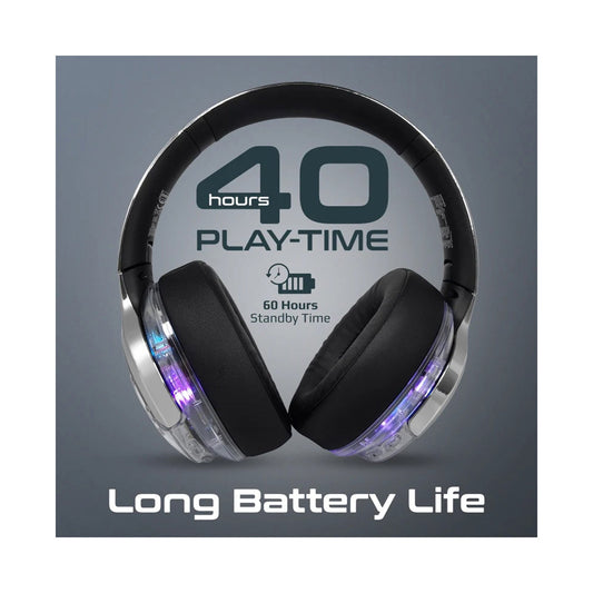 PROMATE WIRELESS HEADPHONES WITH RGB LIGHTS&NOISE-CANCELLING