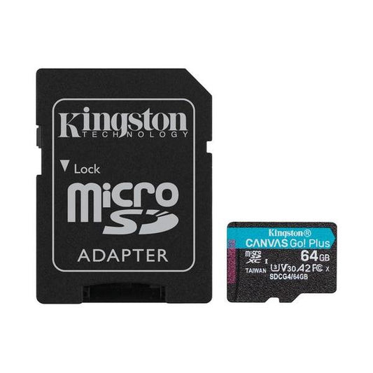 Kingston Canvas Go Plus 64GB 4K microSD Card | Up to 200MB/s | Class 10, UHS-I, U3, V30, A2 | SDCG4/64GB, with 5 Years Official Warranty