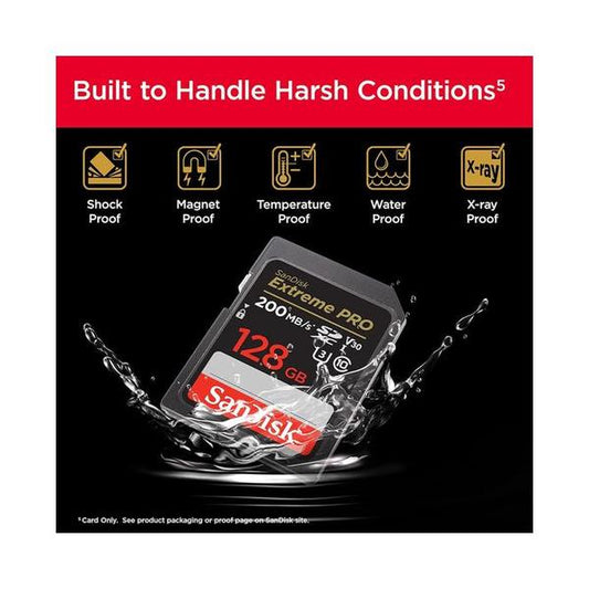 SanDisk 128GB Extreme PRO SDXC UHS-I Memory Card - C10, U3, V30, 4K UHD, SD Card - SDSDXXD-128G