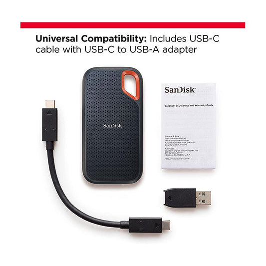 SanDisk 2TB Extreme Portable SSD - Up to 1050MB/s, USB-C, USB 3.2 Gen 2, IP65 Water and Dust Resistance, Updated Firmware - External Solid State Drive - SDSSDE61-2T00-G25