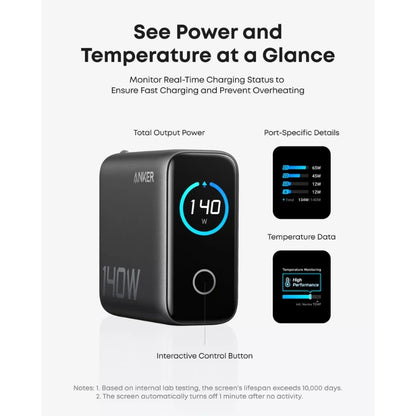 Laptop Charger (140W, 4-Port, PD 3.1) with USB-C Cable