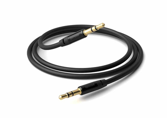 Porodo Blue PVC AUX Audio Cable 3.5mm 1M - Black