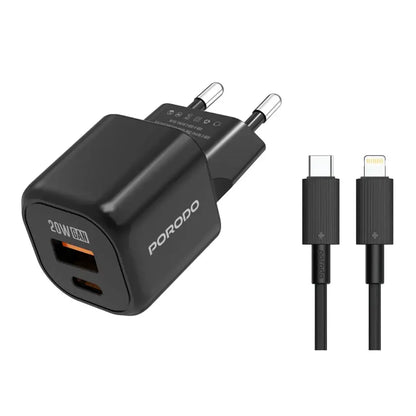Porodo Dual Port Wall Charger - Black