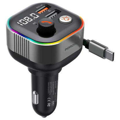 Porodo Audio Boost Bluetooth FM Transmitter - Dark Gray