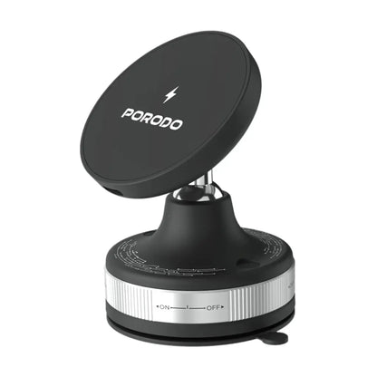 Porodo Vacuseal Smart Suction Wireless Charging Mount - Black