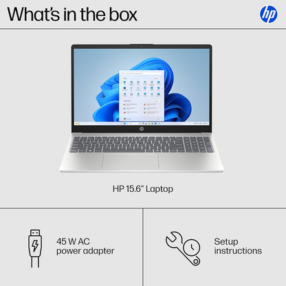 HP 15.6 inch Laptop, HD Touchscreen Display, AMD Ryzen 5 7520U, 8 GB RAM, 512 GB SSD, AMD Radeon Graphics, Windows 11 Home, Natural Silver, 15-fc0499nr