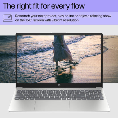 HP 15.6 inch Laptop, HD Touchscreen Display, AMD Ryzen 5 7520U, 8 GB RAM, 512 GB SSD, AMD Radeon Graphics, Windows 11 Home, Natural Silver, 15-fc0499nr