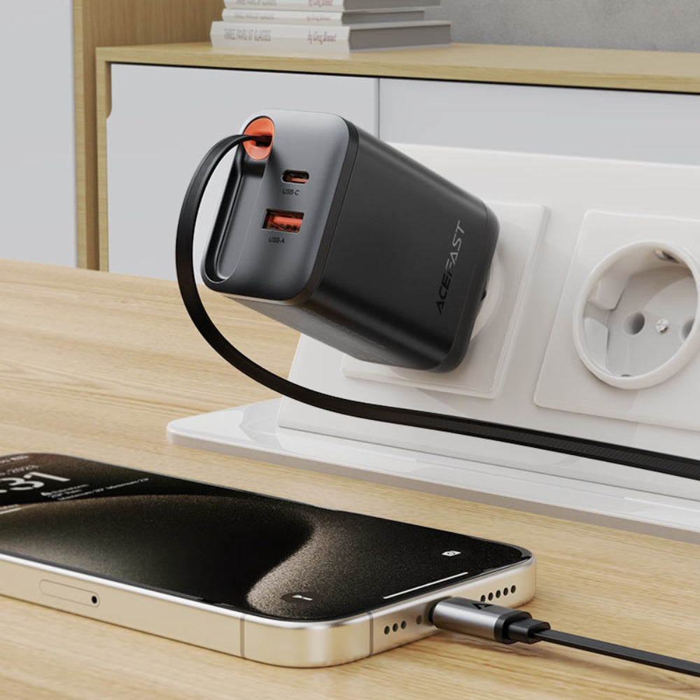 AceFast PD67W Fast Wall Charger Retractable Cable