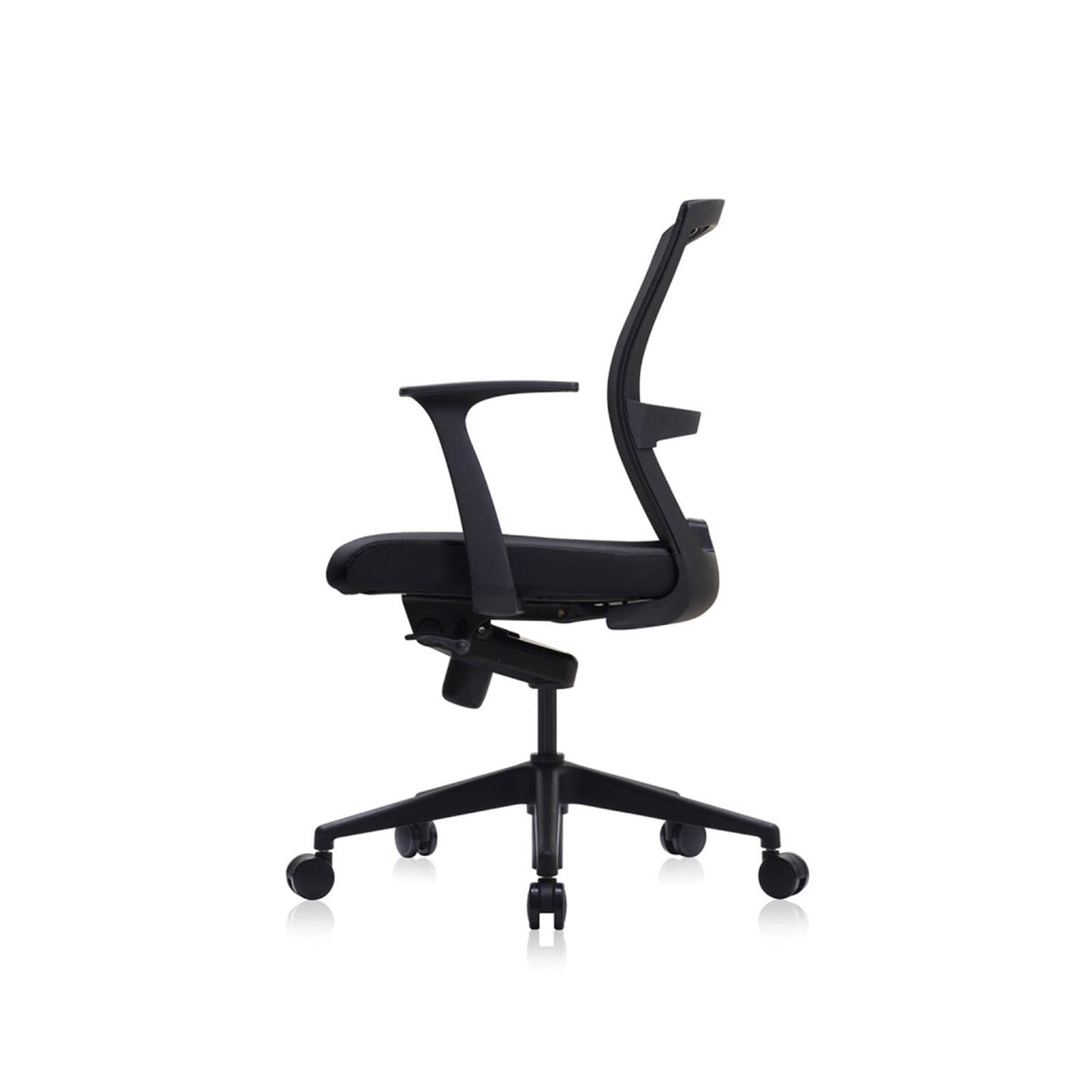 E1 Office Chair+Fixed Arms Black/Black Sky Leather Seat