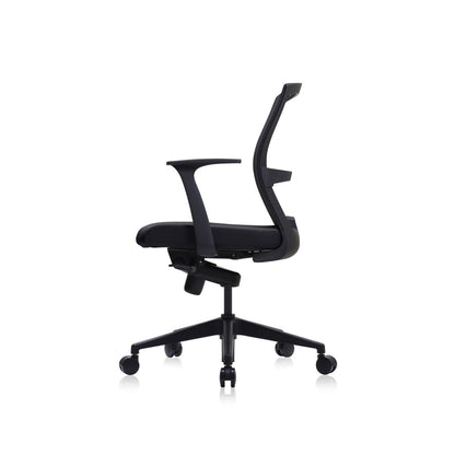 E1 Office Chair+Fixed Arms Black/Black Sky Leather Seat