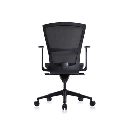 E1 Office Chair+Fixed Arms Black/Black Sky Leather Seat