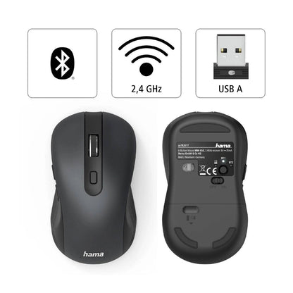 Hama MW-400 V2 Optical 6-Button Wireless Mouse USB Rec Black