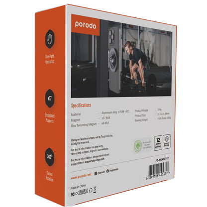 Porodo Aluminum Alloy MagSafe Mount Metal Base & Smooth Rotation - Grey