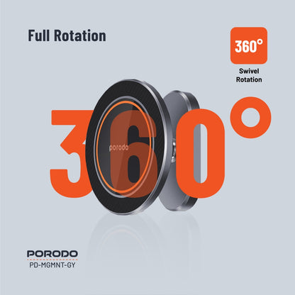 Porodo Aluminum Alloy MagSafe Mount Metal Base & Smooth Rotation - Grey