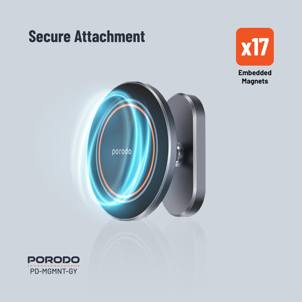Porodo Aluminum Alloy MagSafe Mount Metal Base & Smooth Rotation - Grey
