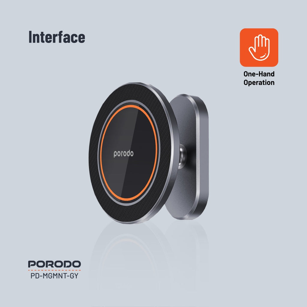 Porodo Aluminum Alloy MagSafe Mount Metal Base & Smooth Rotation - Grey
