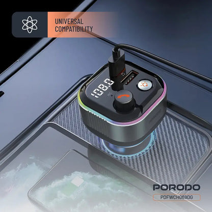 Porodo Audio Boost Bluetooth FM Transmitter - Dark Gray