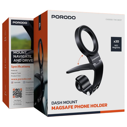 Porodo Dash Mount MagSafe Phone Holder - Black