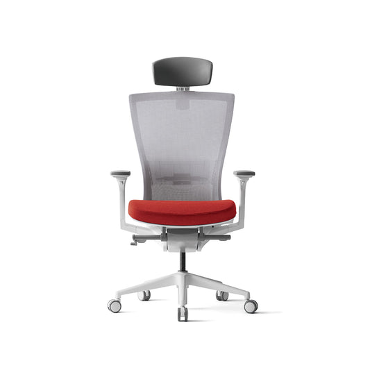 Radius Office Chair+Adjustable Arms White/Red Mesh Seat