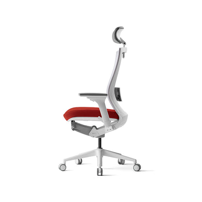 Radius Office Chair+Adjustable Arms White/Red Mesh Seat