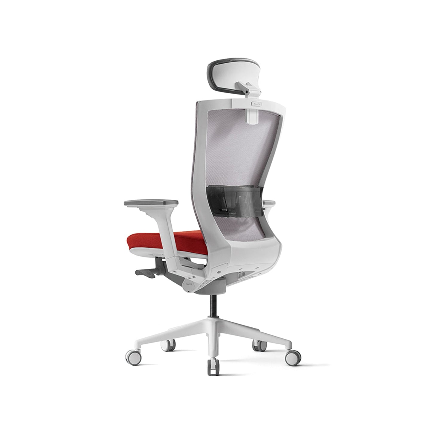 Radius Office Chair+Adjustable Arms White/Red Mesh Seat