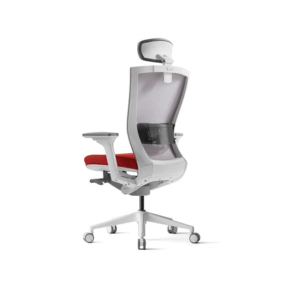 Radius Office Chair+Adjustable Arms White/Red Mesh Seat
