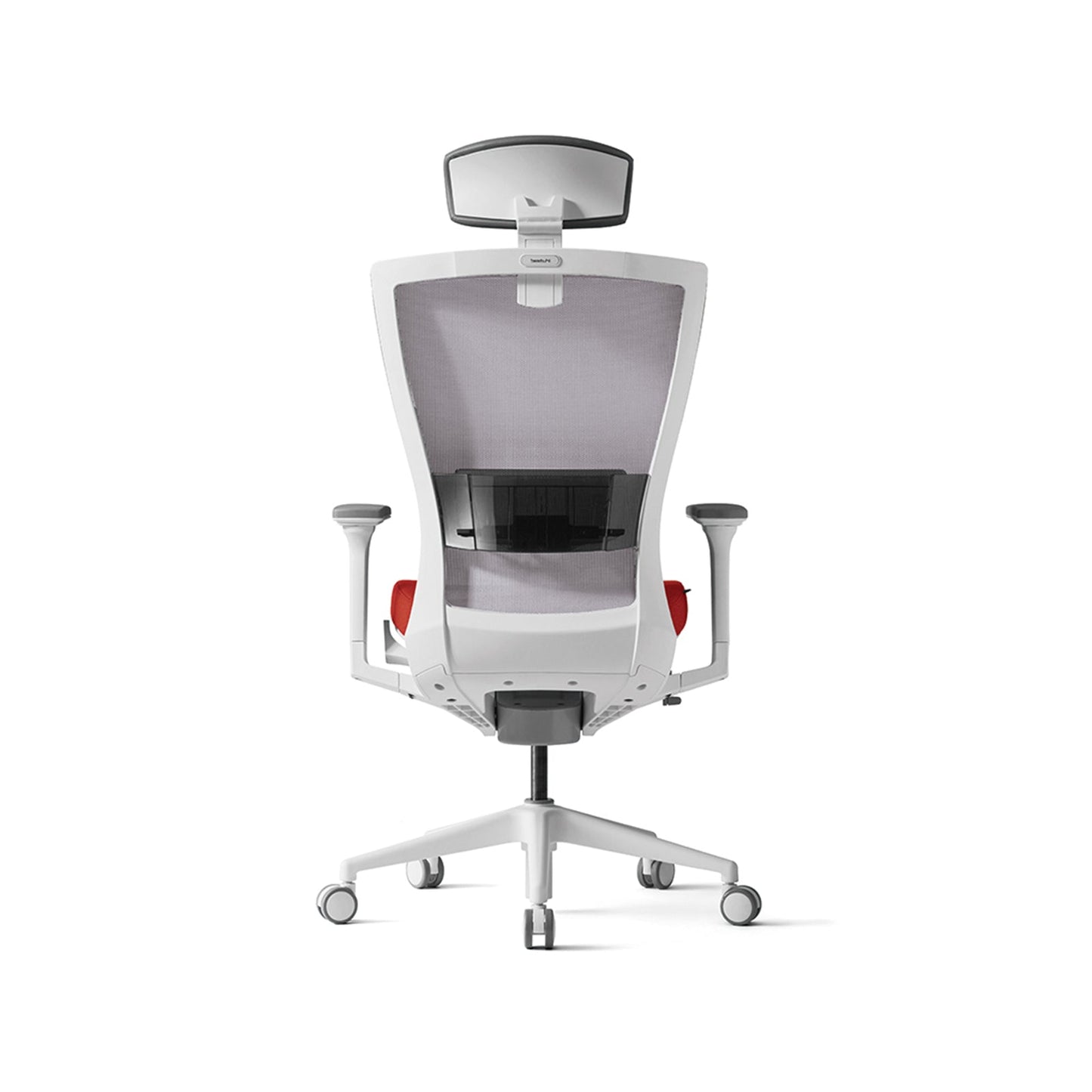 Radius Office Chair+Adjustable Arms White/Red Mesh Seat