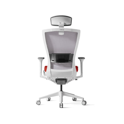 Radius Office Chair+Adjustable Arms White/Red Mesh Seat