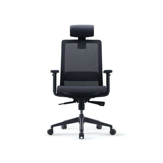 S35 Office Chair+Adjustable Arms Black/Black Mesh Back