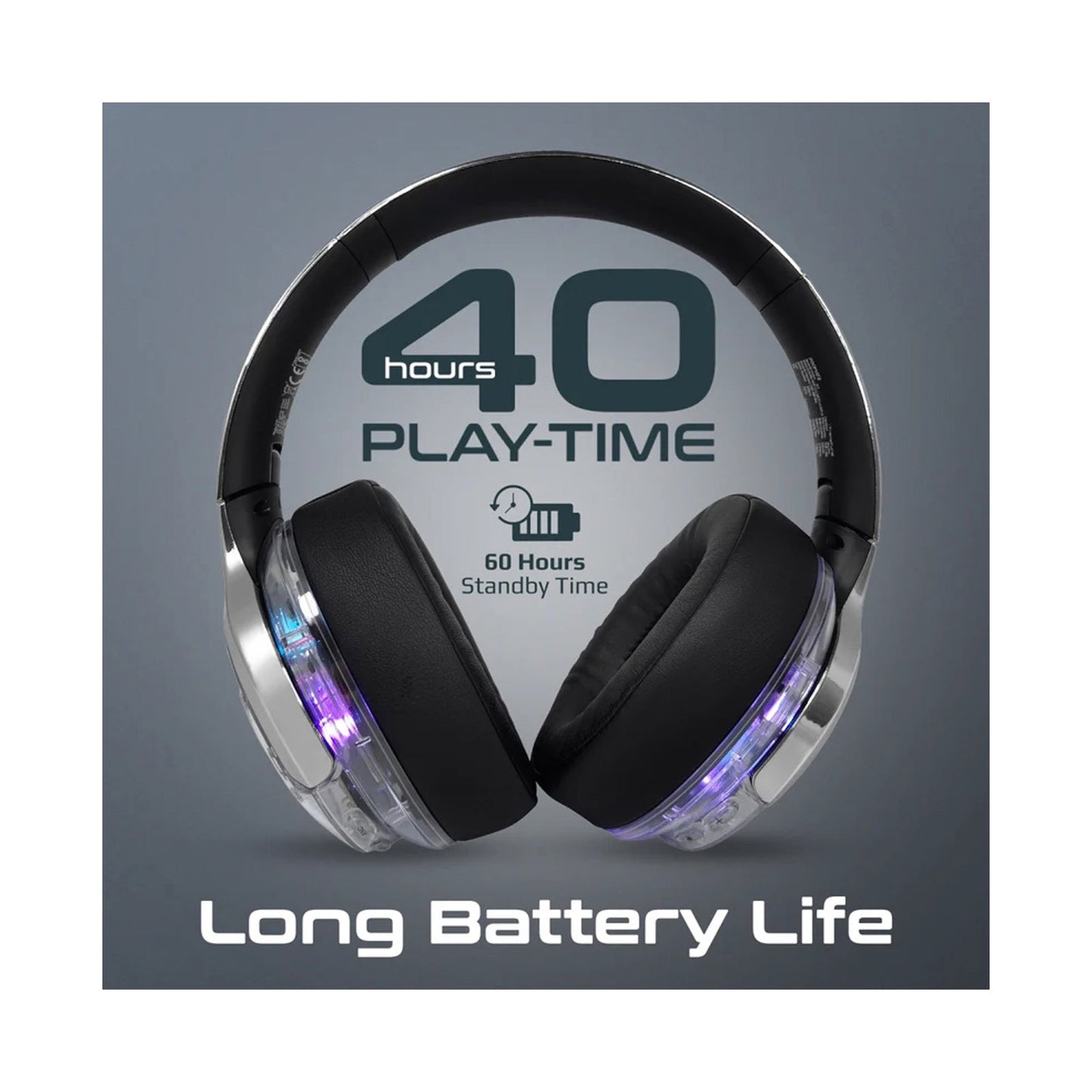 PROMATE WIRELESS HEADPHONES WITH RGB LIGHTS&NOISE-CANCELLING