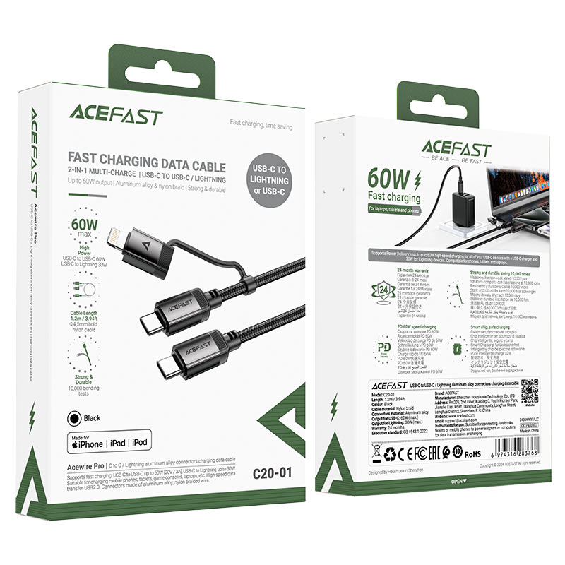 AceFast Acewire Pro Charging Data Cable 60W C20-01
