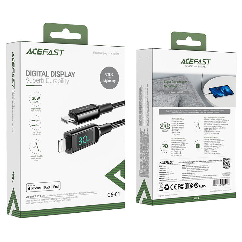AceFast USB-C to Lightning Charging Data Cable C6-01