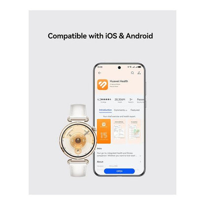 HUAWEI WATCH GT 6 GPS 41mm Smart Watch, AMOLED Touchscreen, up to 14 days battery life, Cycling, 100+ Sports Mode, iOS & Android Compatible, All-day Health Monitoring, Emotional Wellbeing, White, 1 Year Official Warranty