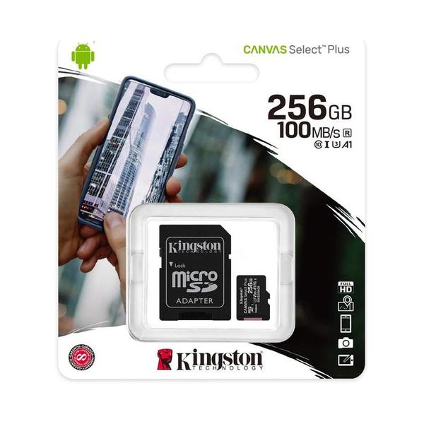 Kingston 256GB micSDXC Canvas Select Plus 100R A1 C10 Card + ADP, SDCS2/256GB, with 5 Years Official Warranty