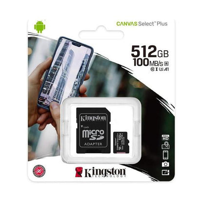 Kingston 512GB micSDXC Canvas Select Plus 100R A1 C10 Card + ADP, SDCS2/512GB, with 5 Years Official Warranty