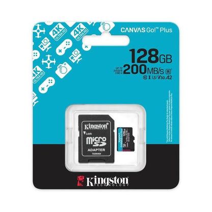 Kingston Canvas Go Plus 128GB 4K microSD Card | Up to 200MB/s | Class 10, UHS-I, U3, V30, A2 | SDCG4/128GB, with 5 Years Official Warranty