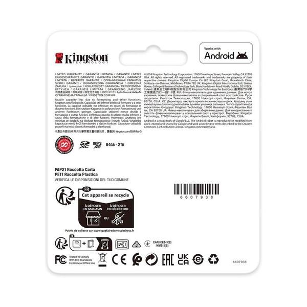 Kingston Canvas Go Plus 64GB 4K microSD Card | Up to 200MB/s | Class 10, UHS-I, U3, V30, A2 | SDCG4/64GB, with 5 Years Official Warranty