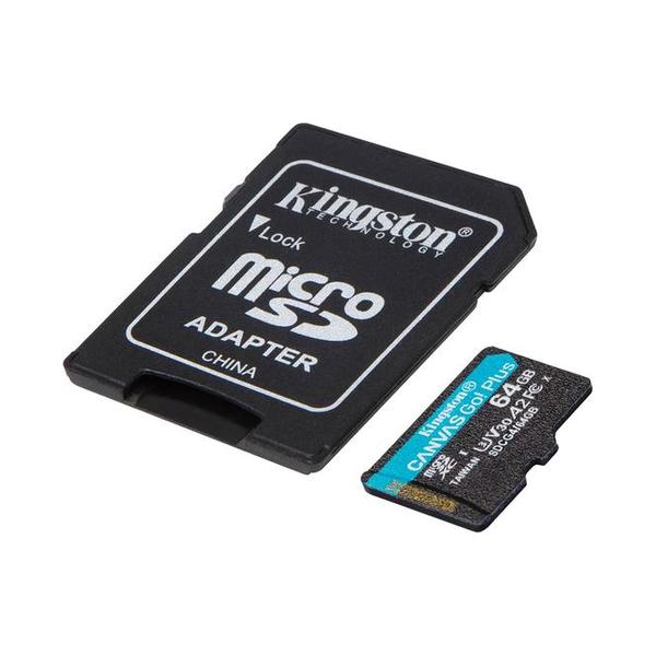 Kingston Canvas Go Plus 64GB 4K microSD Card | Up to 200MB/s | Class 10, UHS-I, U3, V30, A2 | SDCG4/64GB, with 5 Years Official Warranty