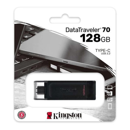 Kingston DataTraveler 70 - DT70/128GB USB-C Flash Drive, 5 Years Official Warranty