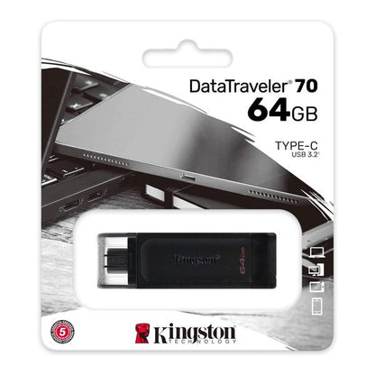 Kingston DataTraveler 70 - DT70/64GB USB-C Flash Drive, 5 Years Official Warranty