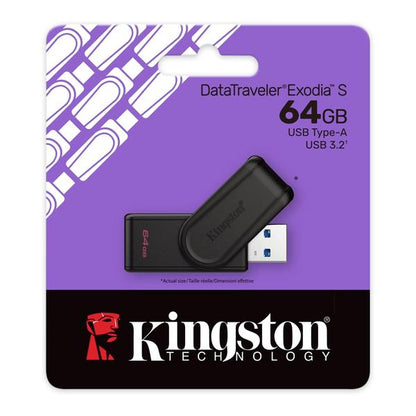 Kingston DataTraveler Exodia S USB Flash Drive - 64GB - USB 3.2 Gen 1 - USB Type A, DTXS/64GB, 5 Years Official Warranty