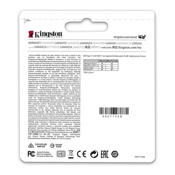 Kingston DataTraveler microDuo 3C USB Flash Drive 128GB USB Gen 3 OTG Type-C to USB Type-A - DTDUO3CG3/128GB, 5 Years Official Warranty